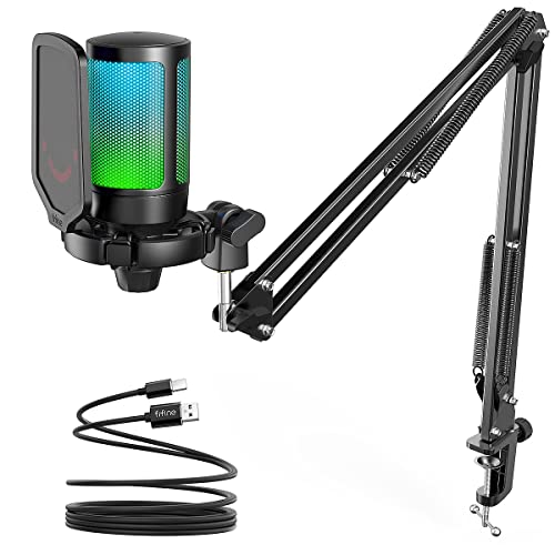 FIFINE Gaming Mikrofon PC mit Arm, USB...